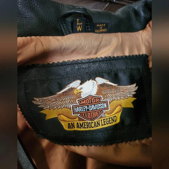 Vintage Harley-Davidson Women’s Black Leather Jacket Embossed Rose Concho - Picture 13 of 13